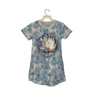 Liberty Valor Blue Short Sleeve Night Gown Unicorn Dream Girls M 10/12 1588